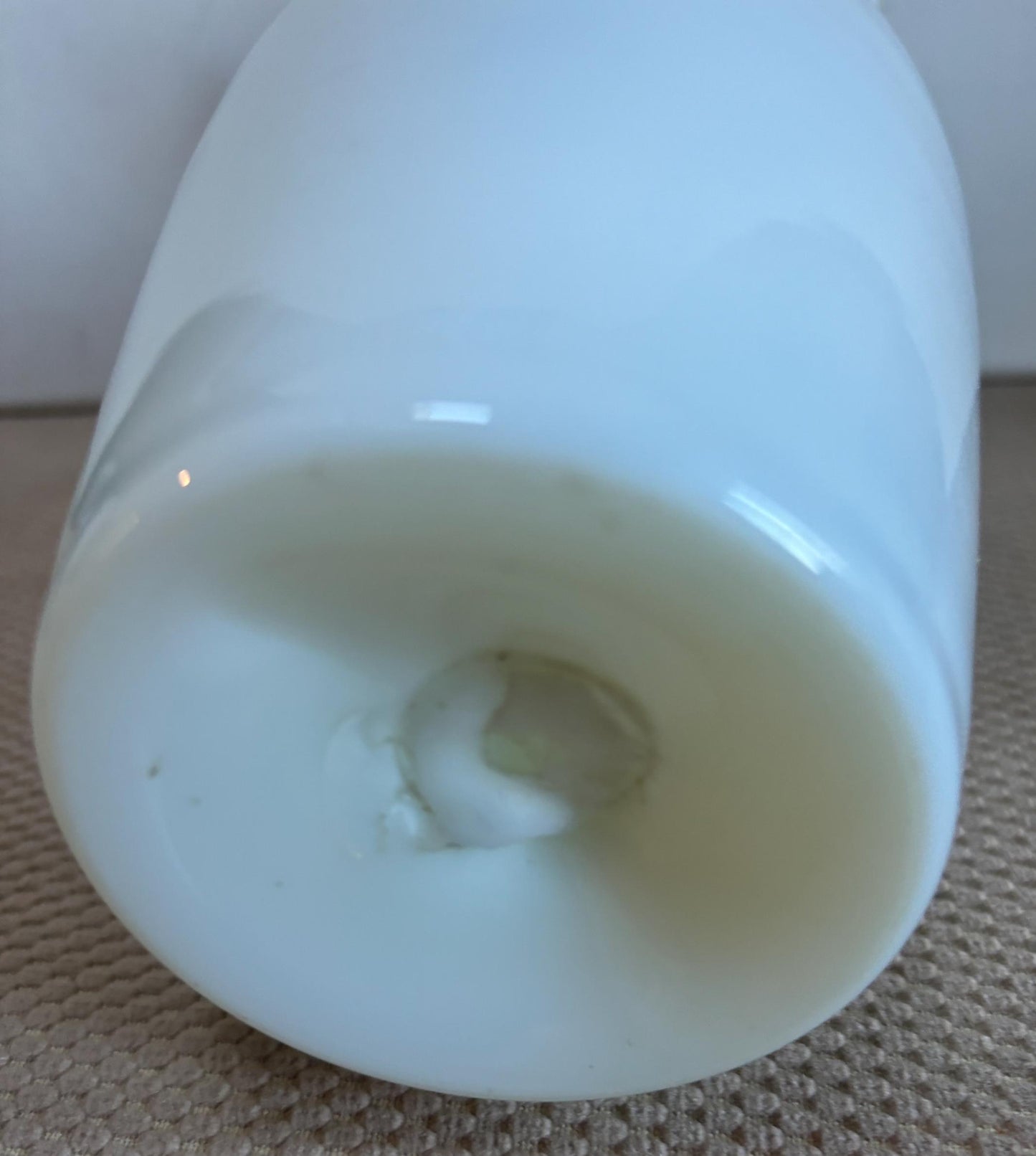 Antique Victorian Bristol Hand Bowl Glass Ruffled White Vase Lover Antiques and Vintage