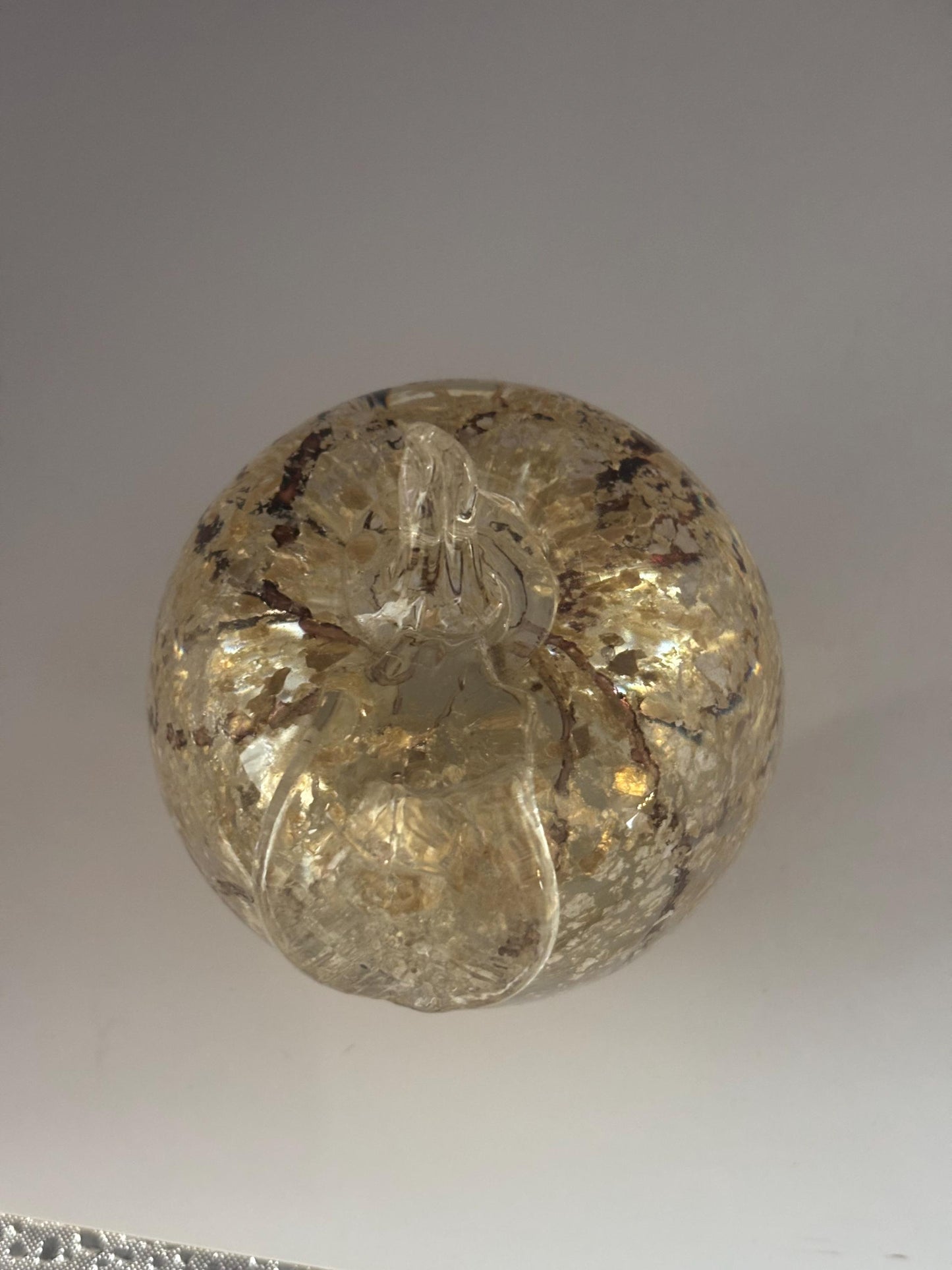 Mid Century Murano Apple Glass Paperweight Gold Flakes Vintage Italian Art Collectible