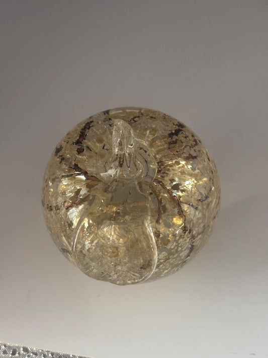 Mid Century Murano Apple Glass Paperweight Gold Flakes Vintage Italian Art Collectible