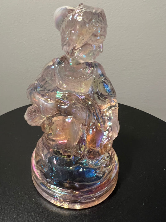 Vintage Summit Art Glass Figurine: Little Women Cindy #2, Pink Opalescent Sculpture