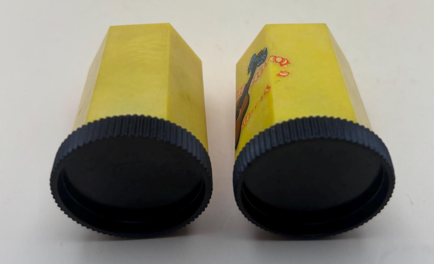 Vintage Mid Century Retro Yellow Salt & Pepper Shakers with Guitar Design Lover Antiques and Vintage