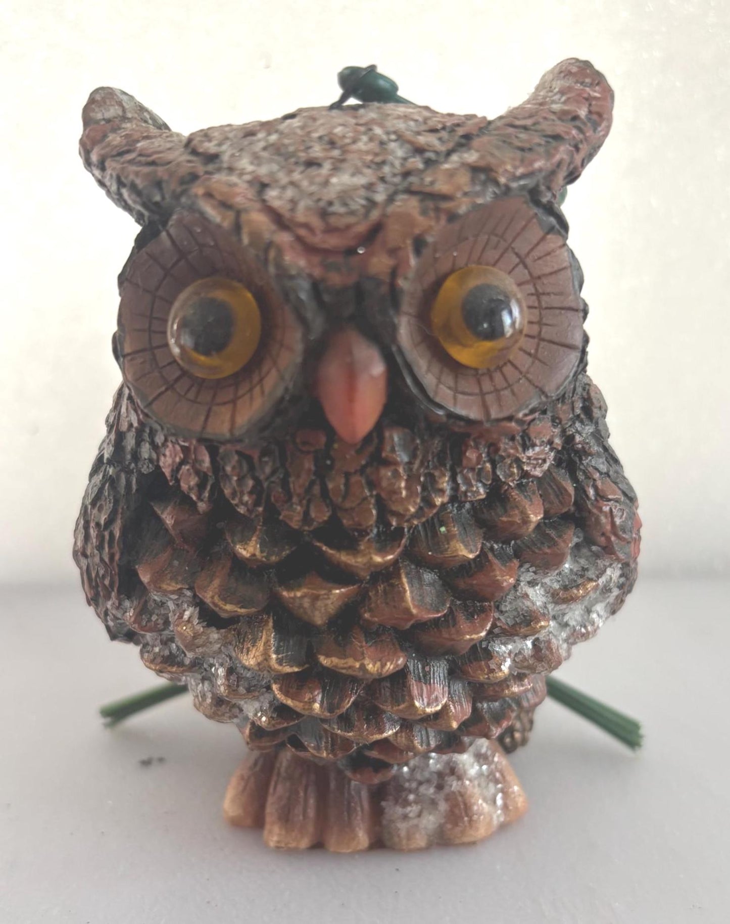 Vintage Owl in Pinecone Basket Ornament Gift For Her Lover Antiques and Vintage
