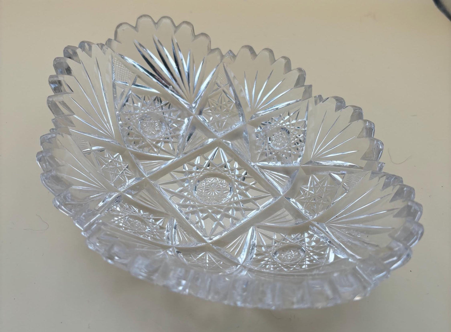 Antique American Brilliant Sawtooth Glass Candy Dish Crystal Glass Trinket Glass Nut Container Lover Antiques and Vintage