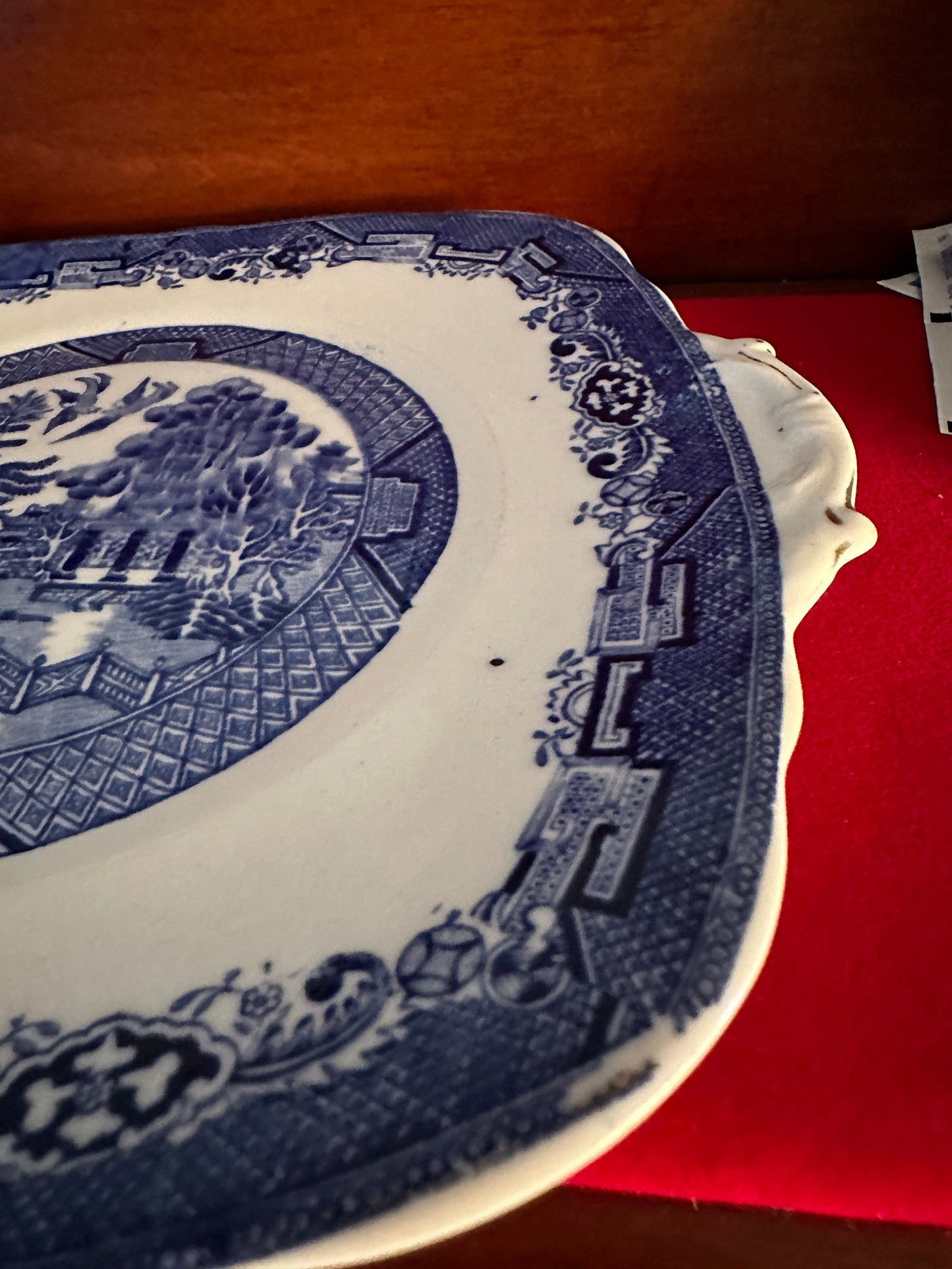 Antique Royal Staffordshire Blue Willow Square Cake Plate