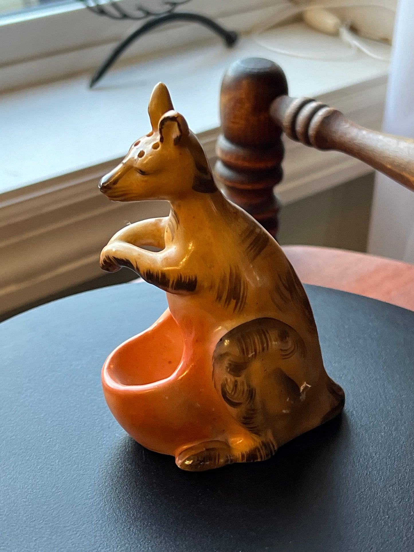 Vintage Kangaroo Ceramic Figurine, Kangaroo Toothpick Holder, Small Holder, Lover Antiques and Vintage