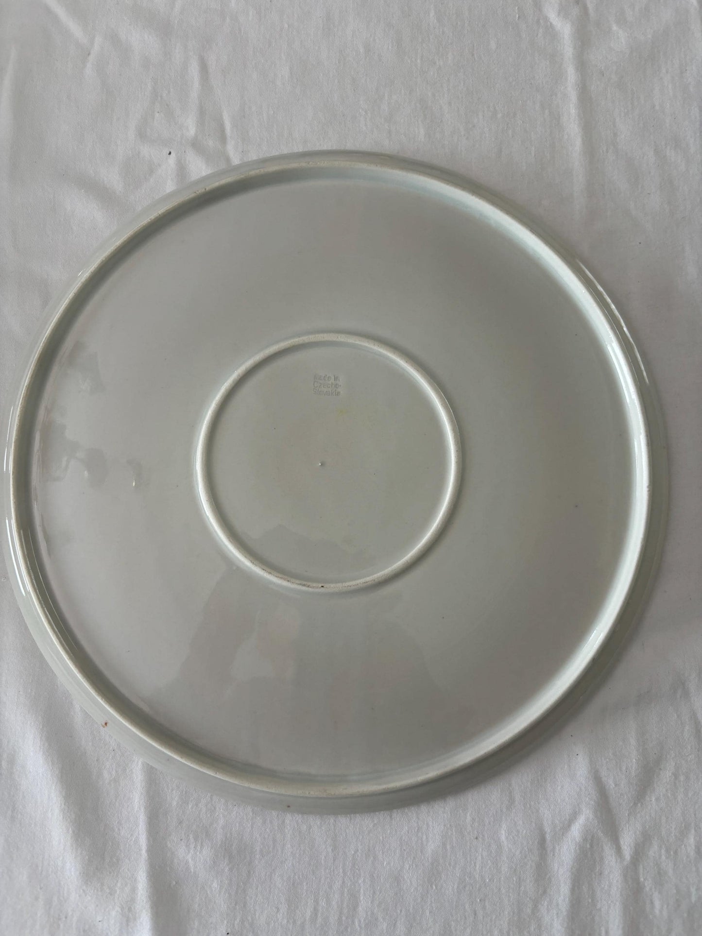 Vintage Czechoslovakia Floral Plate: Purple Flower Design, 11.5" Czech Platter