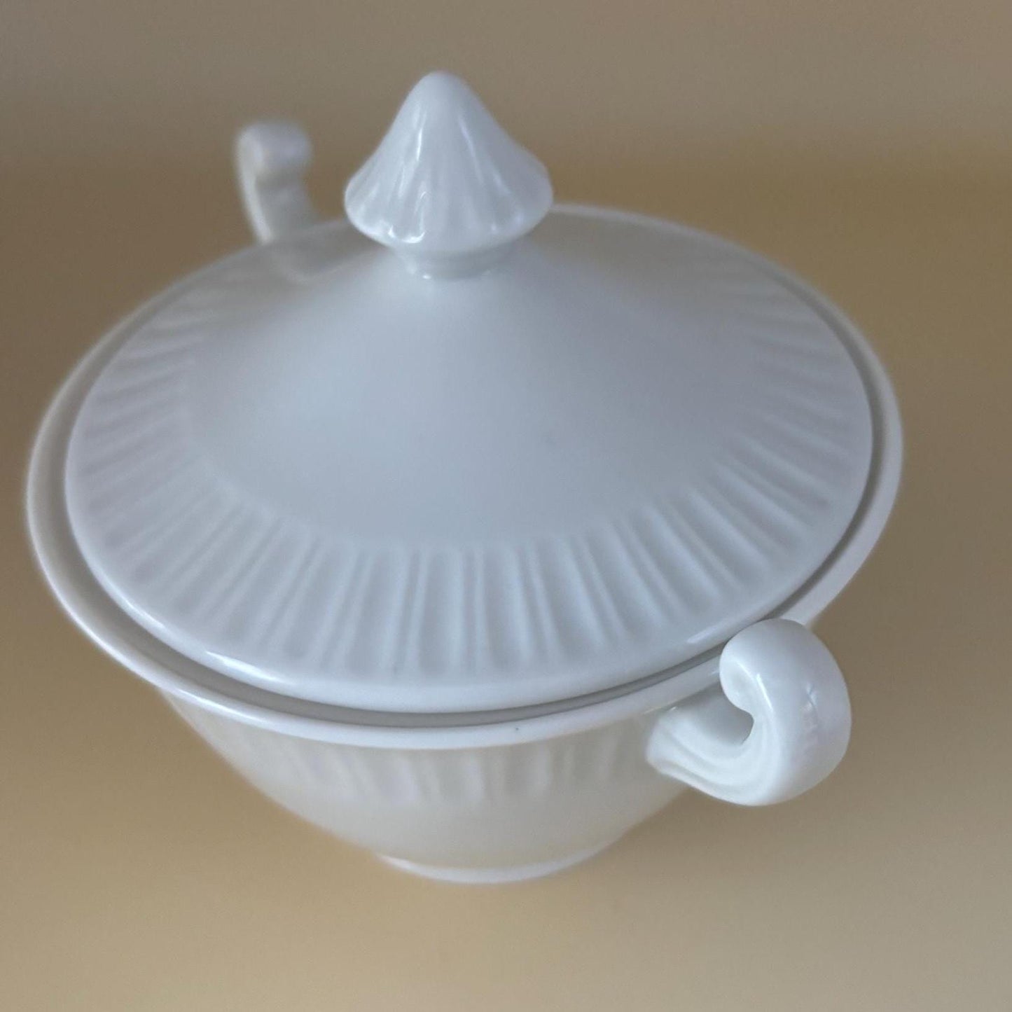 Vintage Shelledge White Sugar and Creamer with Narrow Flutes Edging Syracuse China Lover Antiques and Vintage
