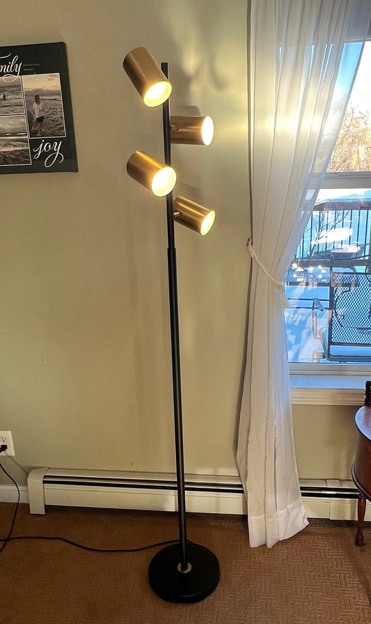 Mid Century Modern Floor Lamp: Adjustable 4-Light Can Lamp