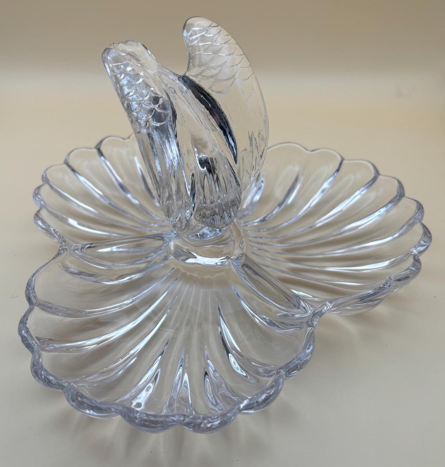Vintage Heisey Divided Covered Crystal Glass Dish with Lid 3 Part Divided Plate Lover Antiques and Vintage