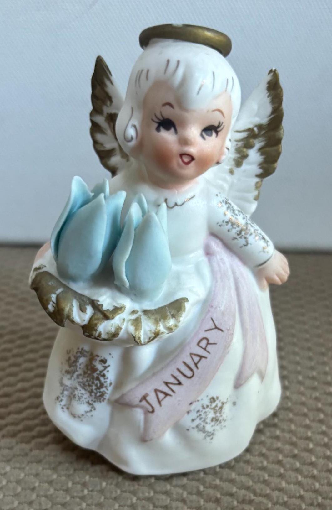 Vintage Lefton Grandma with Wings Hand Painted Porcelain January Figurine Heavenly Grandmother Grandma in Heaven Figurine Lover Antiques