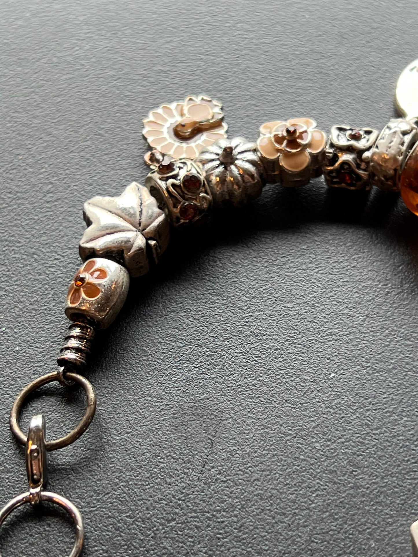 Willabee & Ward Charm Bracelet: Thanksgiving Theme, Amber Beads