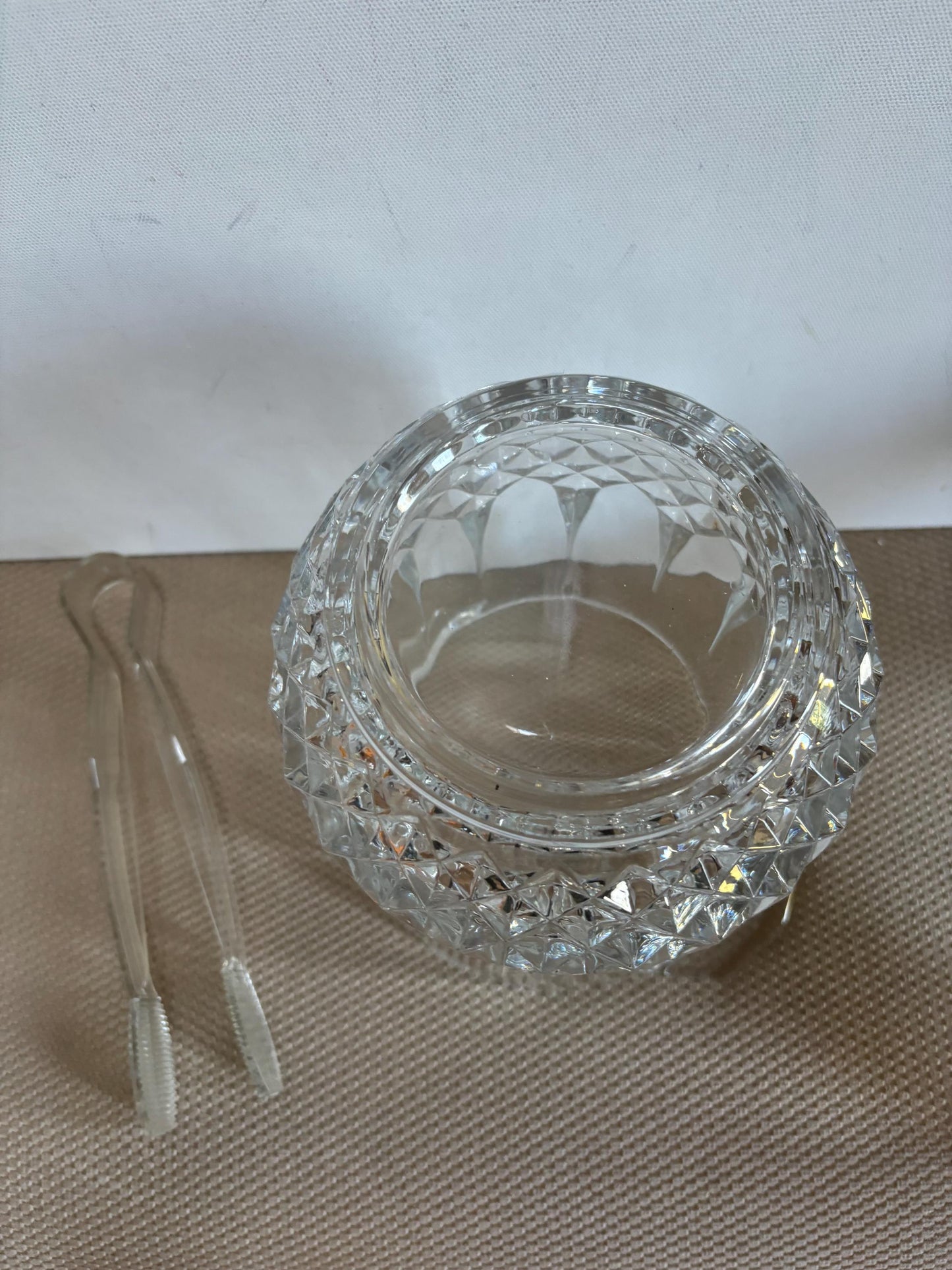 Vintage Crystal Ice Bucket with Tongs Included Crystal Cut Glass Art Lover Antiques and Vintage