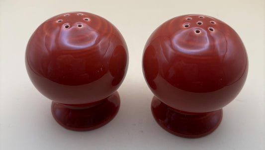 Vintage Fiesta Ball Salt & Pepper Shakers in Burgundy Lover Antiques and Vintage