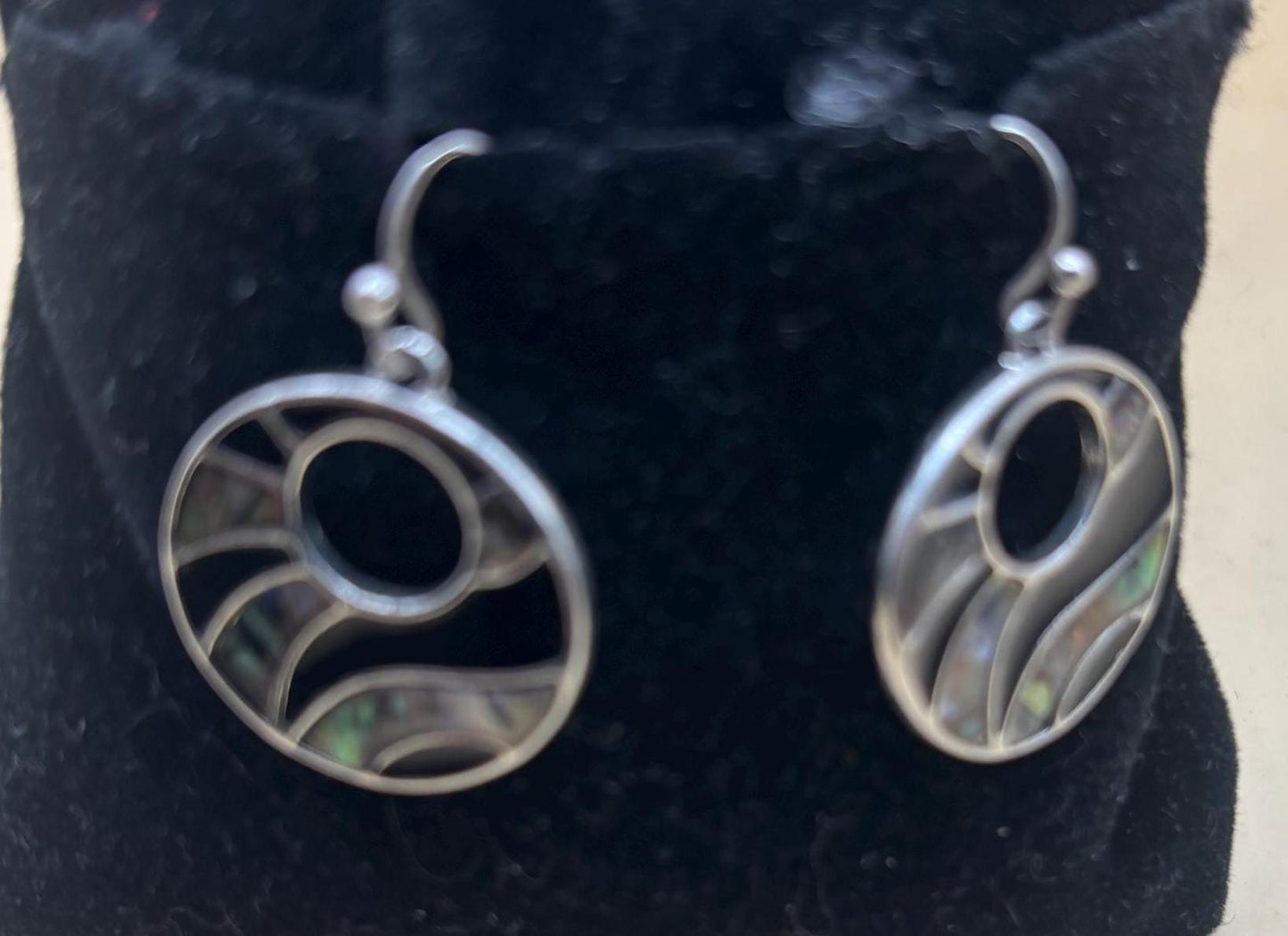 Vintage Abalone Mosaic Inlay Earrings Lover Antiques and Vintage