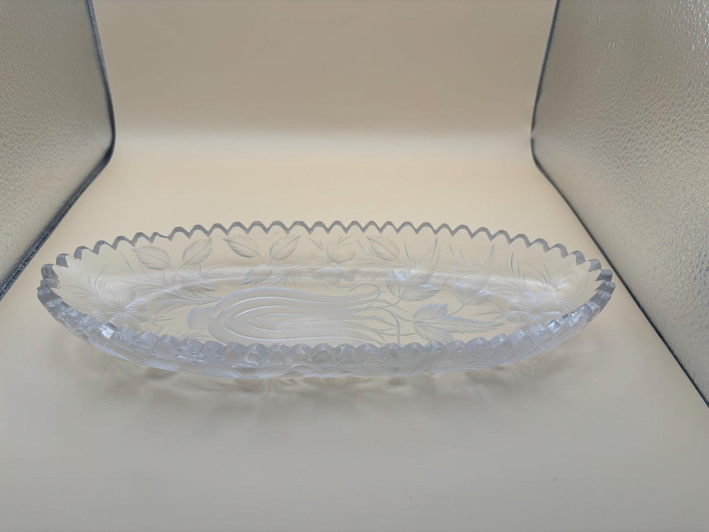 Antique American Brilliant Sawtooth Edge Serving Dish 11 3/4” long
