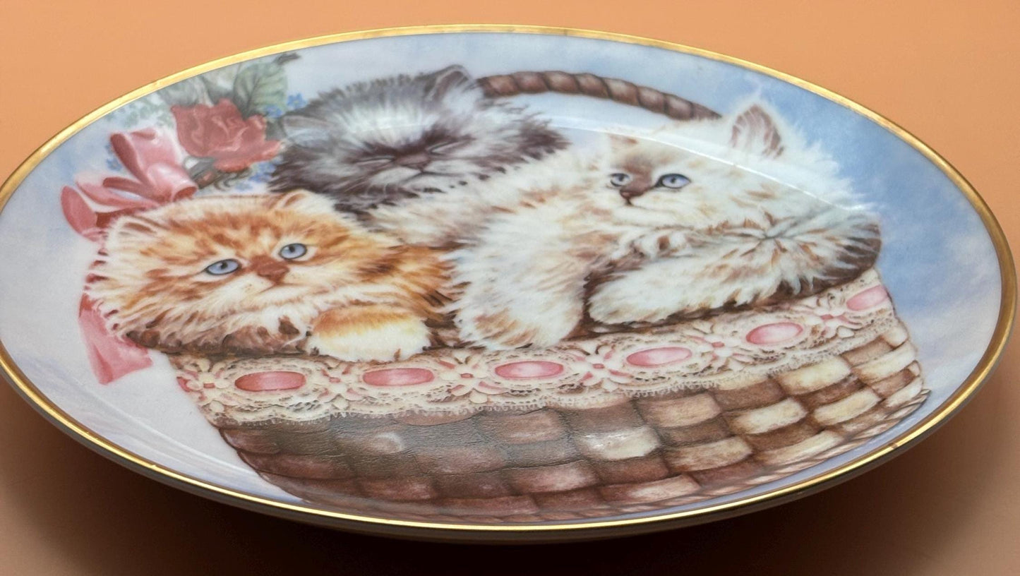Franklin Mint Three Little Kittens Plate, Cat Collection #B1081, Lover Antiques and Vintage