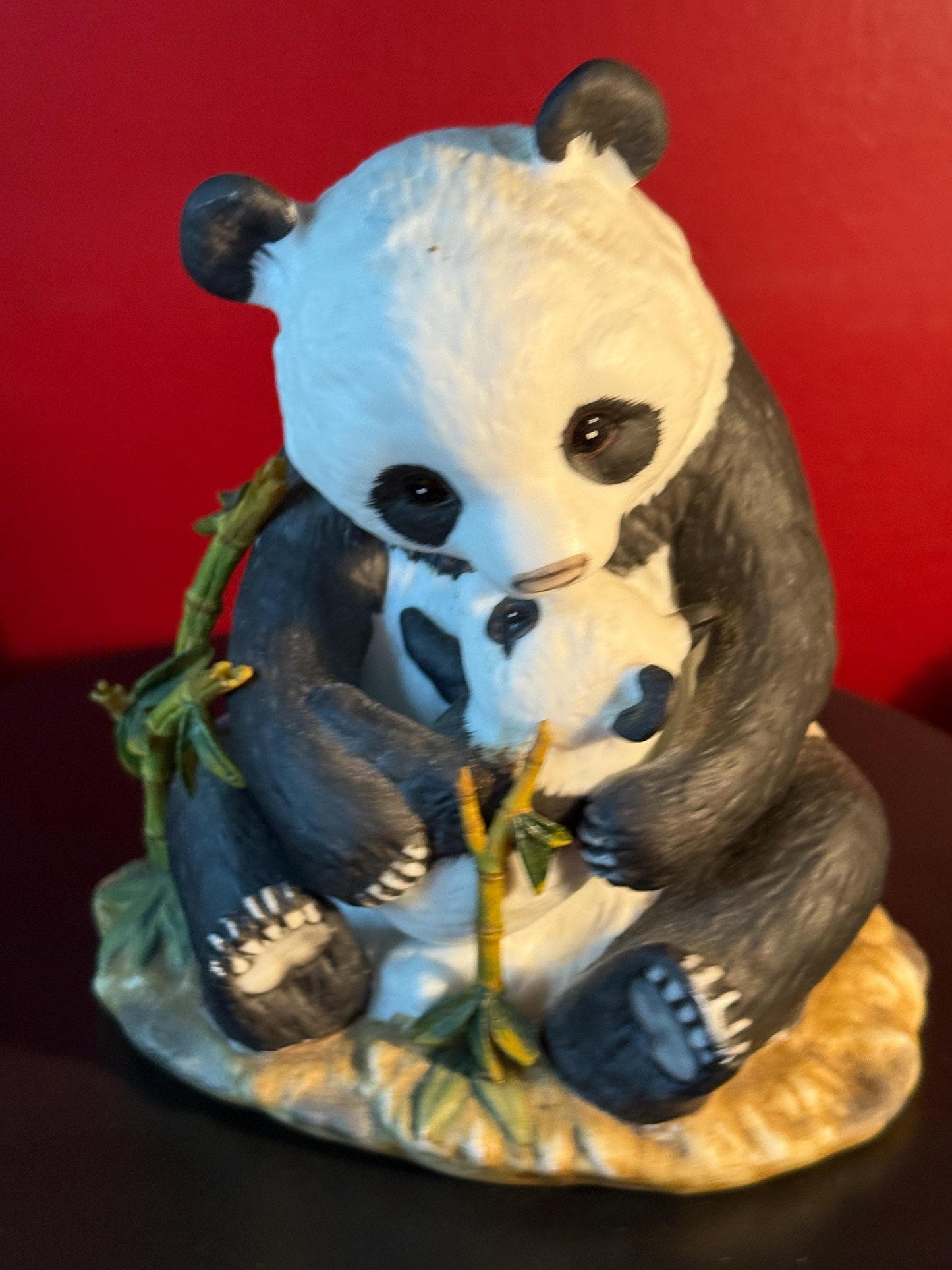 Vintage Homco Masterpiece Porcelain Panda Bear Mother and Cub Figurine Collectible
