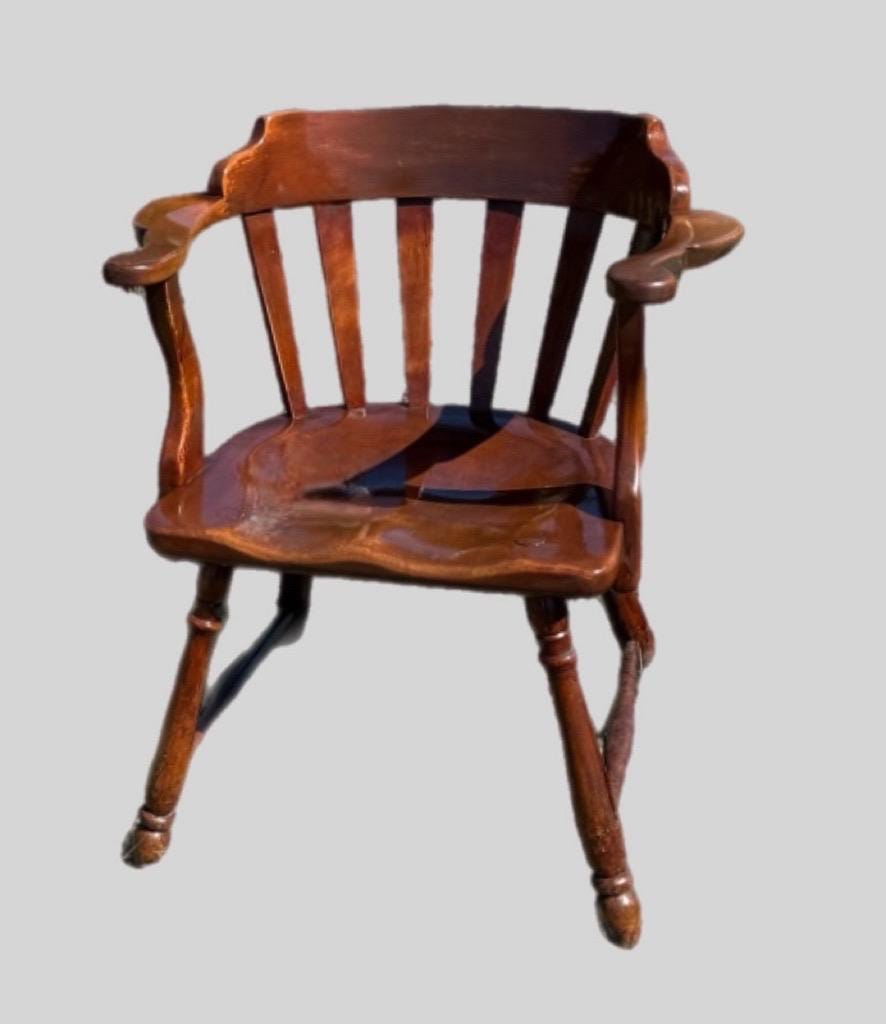 Vintage Cushman Colonial Captain's Chair: Rustic Barrel Back Armchair