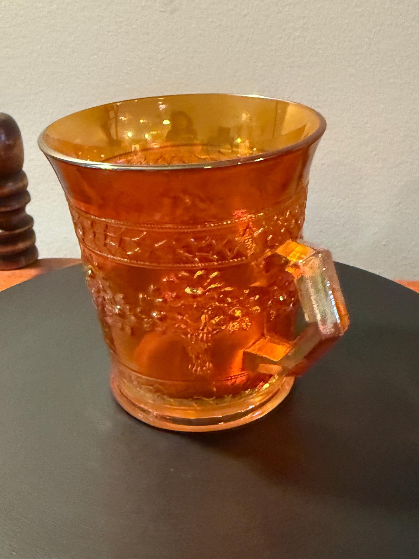 Antique Fenton Marigold Carnival Glass Mug Orange Carnival Glass Cup with Handle Lover Antiques and Vintage