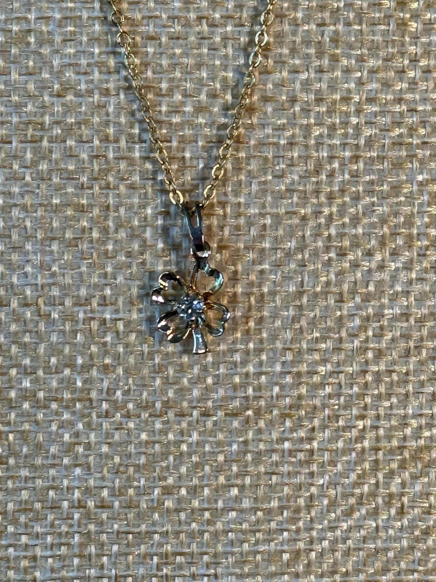 Genuine Aquamarine Shamrock Necklace Gold 9.25 Inch Chain Elegant Clover Pendant Gift