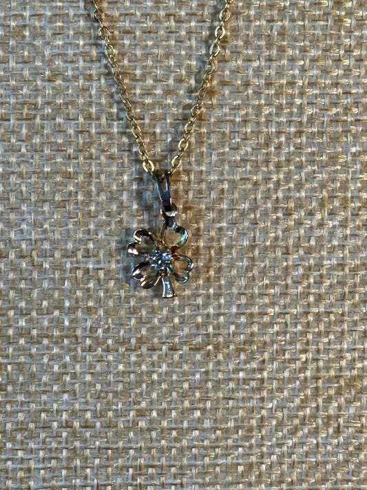 Genuine Aquamarine Shamrock Necklace Gold 9.25 Inch Chain Elegant Clover Pendant Gift