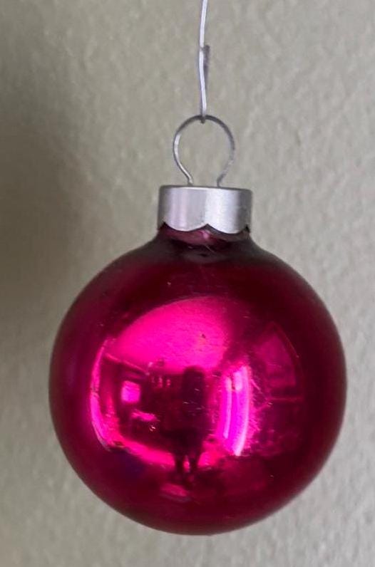 Vintage Pink Shiny Brite Striped Ball Ornament Circle Circa 1940’s Lover Antiques and Vintage