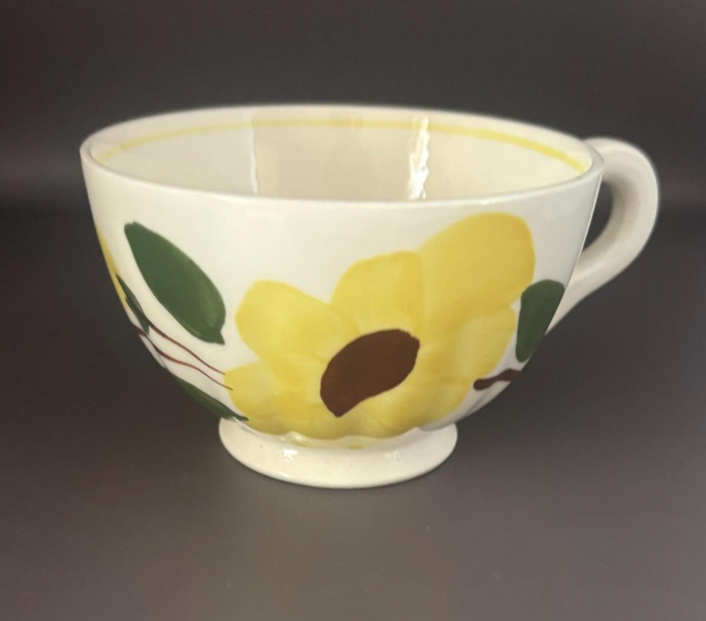 Blue Ridge Southern Potteries Footed Cup, Coffee Mug, Yellow Nocture Teacup, Lover Antiques and Vintage