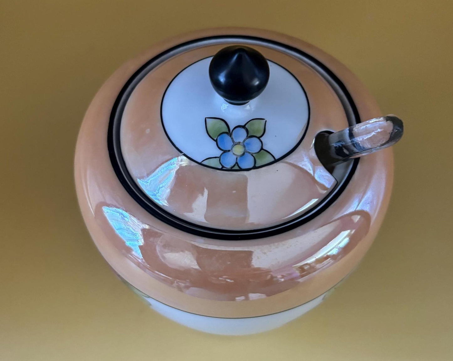 Vintage Noritake Sugar Jar with Lid and Spoon Porcelain Made in Japan Jam Mustard Jar Lover Antiques and Vintage