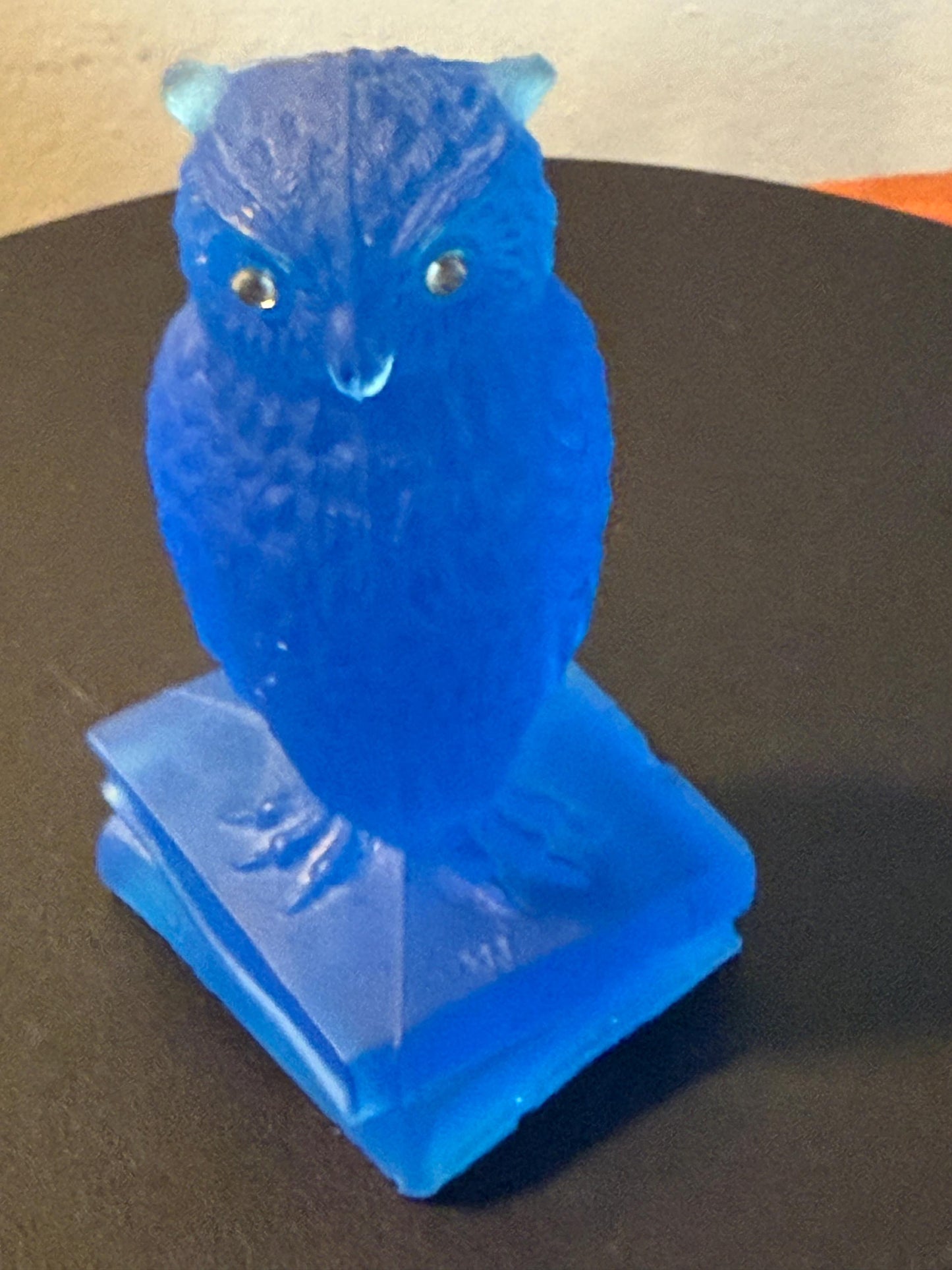 Vintage Blue Owl by Westmoreland Glass Blue Satin Owl on Book Statue Lover Antiques and Vintage