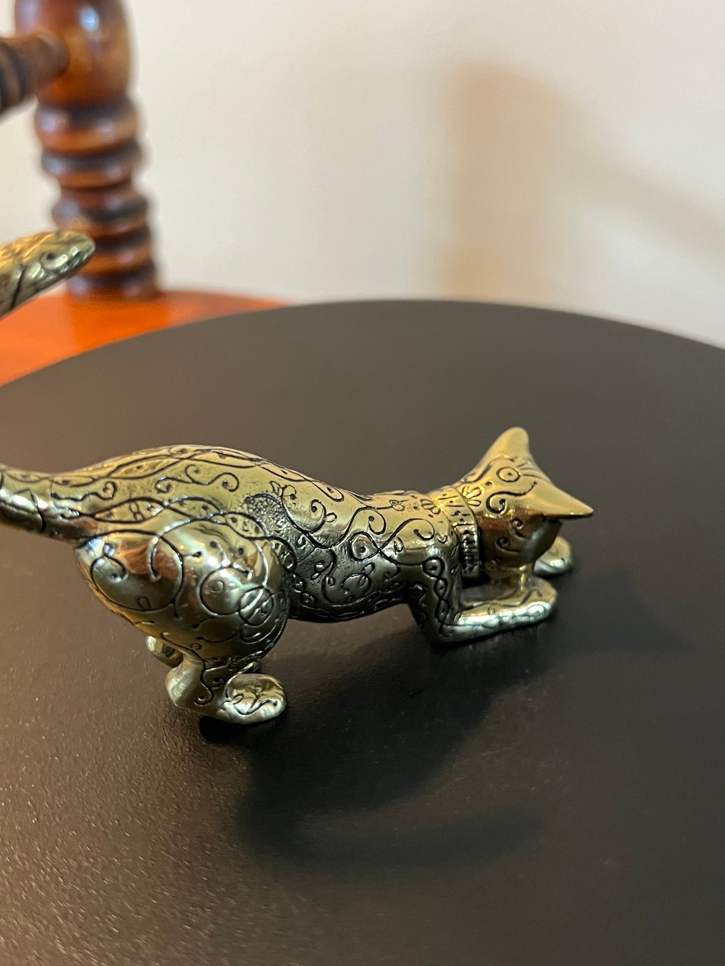 Vintage Brass Leopard Cat Figurine 1986 TFM The Franklin Mint Cats, Lover Antiques and Vintage