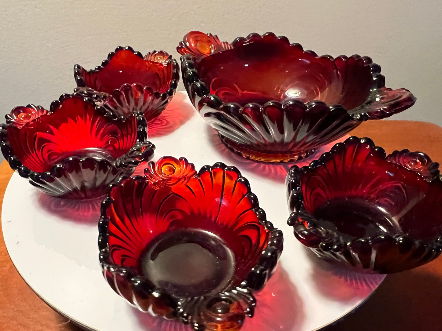 Vintage Red Amberina Glass Art Bowls Summit Art Small Glass Collection Lover Antiques & Vintage