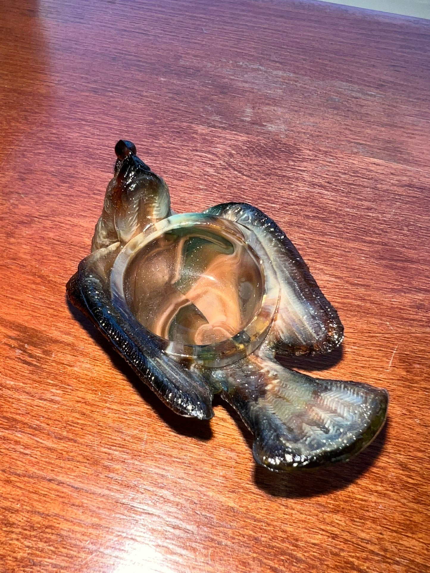Vintage Boyd Glass Rooster Salt Cellar: Brown Slag Art Glass