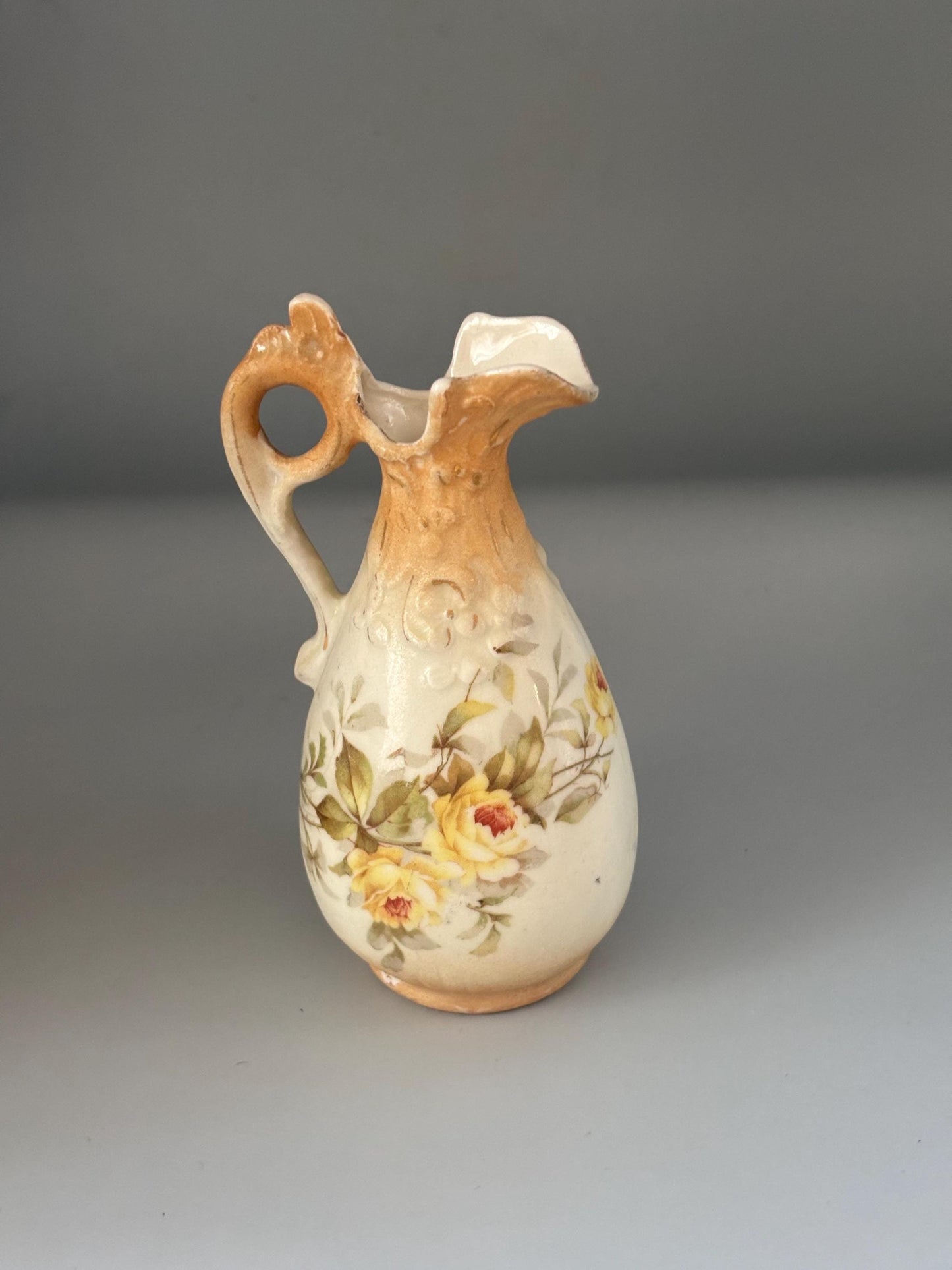 Antique Hand Painted Porcelain Pitcher or Ewe, Numbered Vase