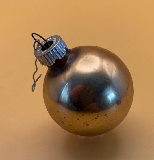 Peach Shiny Brite Striped Ball Ornament Circle Circa 1940’s Lover Antiques and Vintage