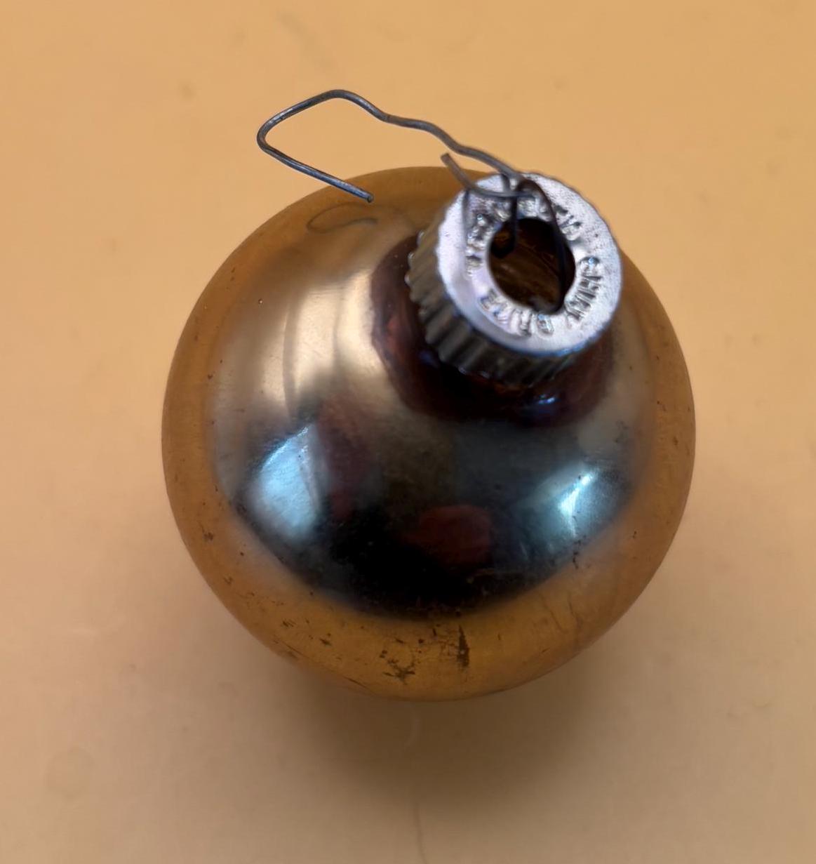 Vintage Peach Shiny Brite Striped Ball Ornament Circle Circa 1940’s Lover Antiques and Vintage