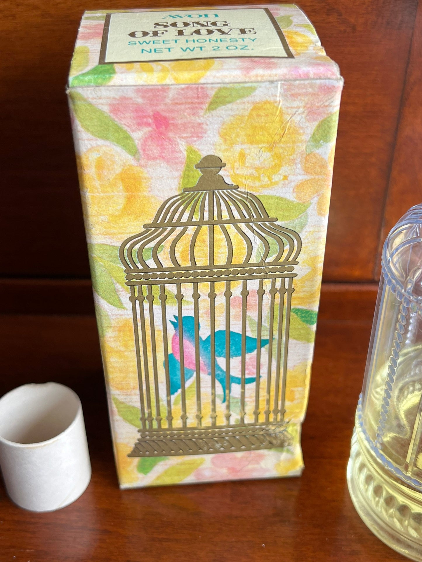 Vintage Avon Song of Love Sweet Honesty Full Bottle 2 ounces Birdcage Bird Cage Birds Perfume Lover Antiques and Vintage