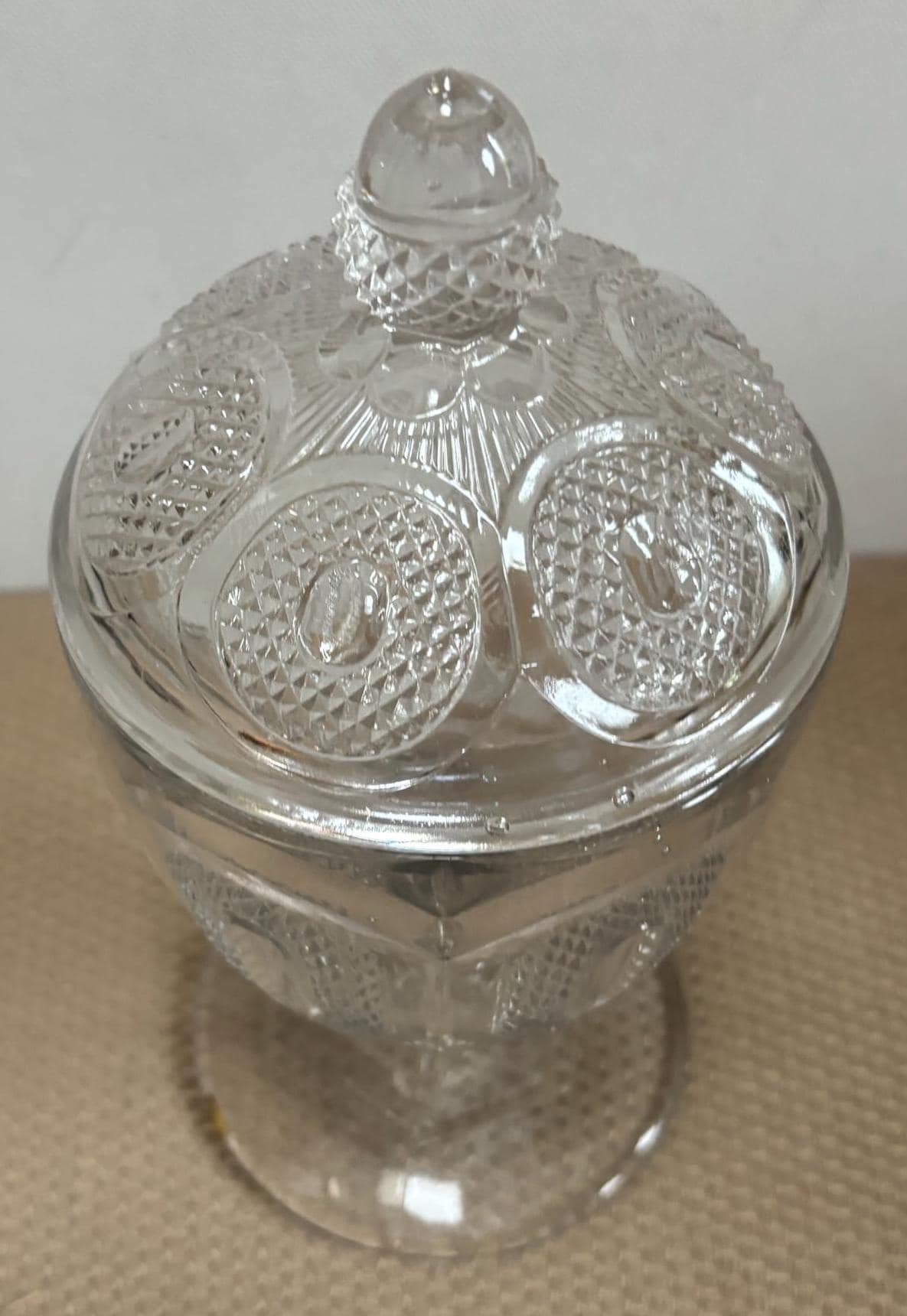 Antique Apothecary Jar with Lid Cut Crystal Glass Footed Vase Lover Antiques and Vintage