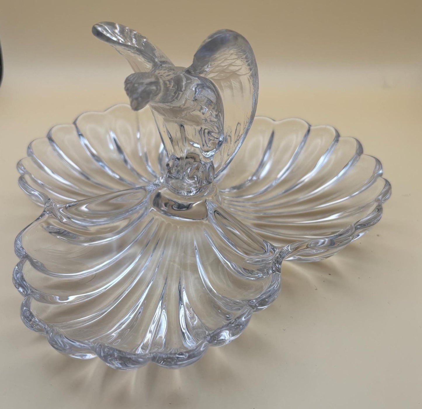 Vintage Heisey Divided Covered Crystal Glass Dish with Lid 3 Part Divided Plate Lover Antiques and Vintage