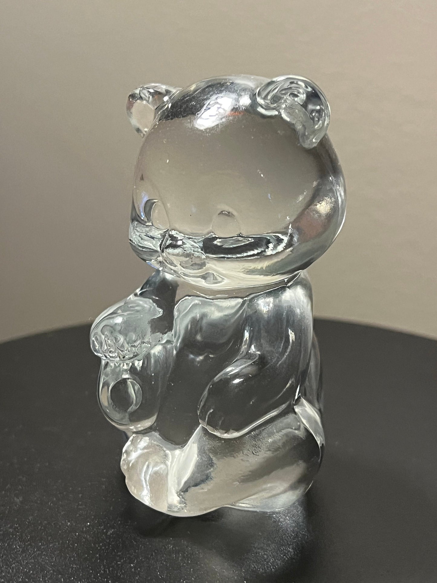 Vintage Fenton Clear Glass Bear Cub - 1980s Glass Art