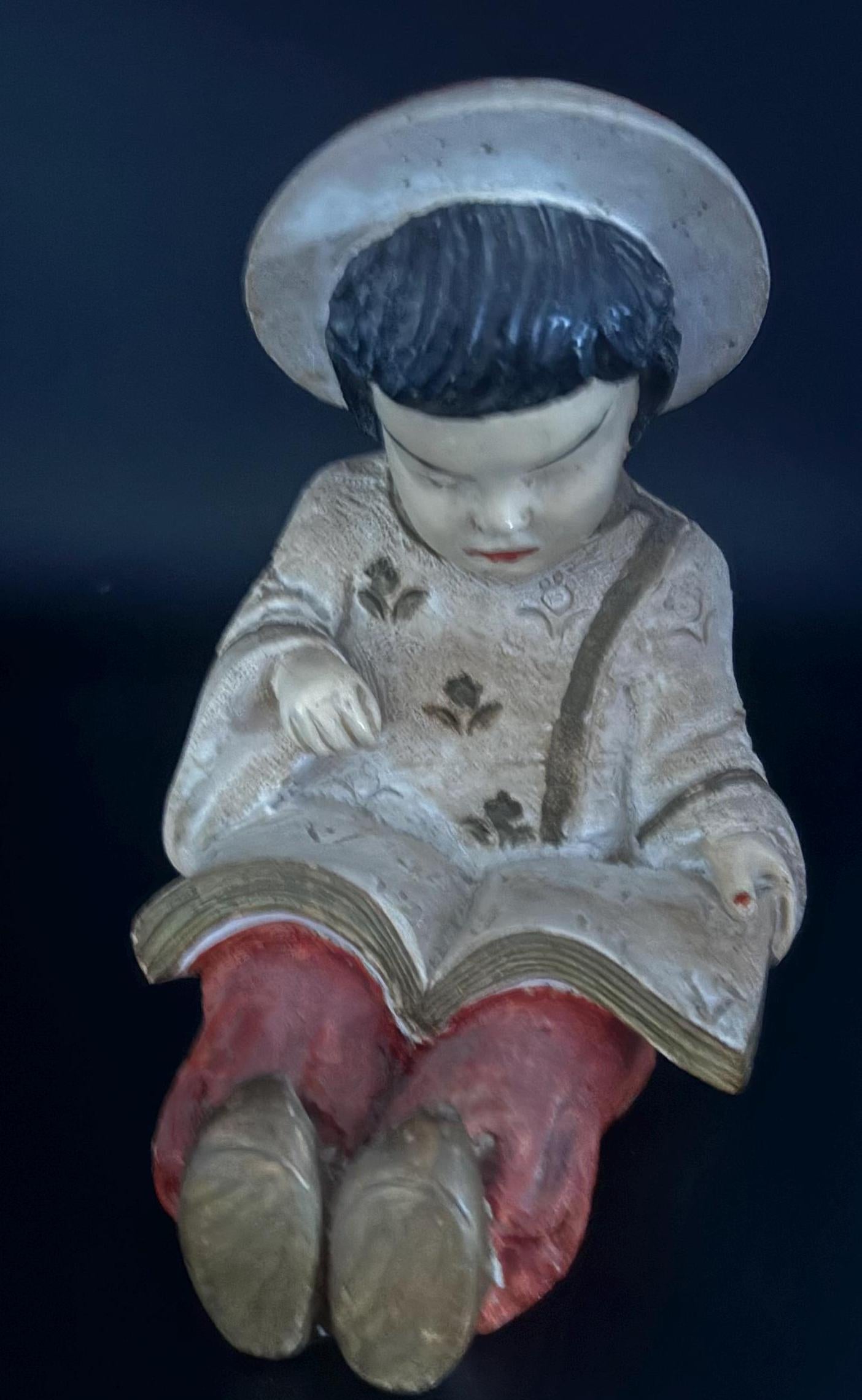 Vintage Girl Reading A Book Porcelain Japanese Figurine Lover Antiques and Vintage