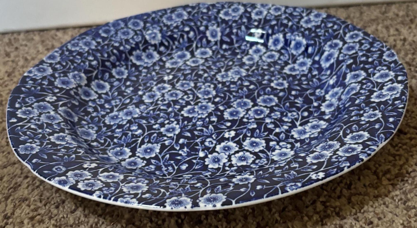 Vintage CALICO Blue Burleigh Dinner Plate Royal Crownford Ironstone England Blue and White Floral Transferware Lover Antiques