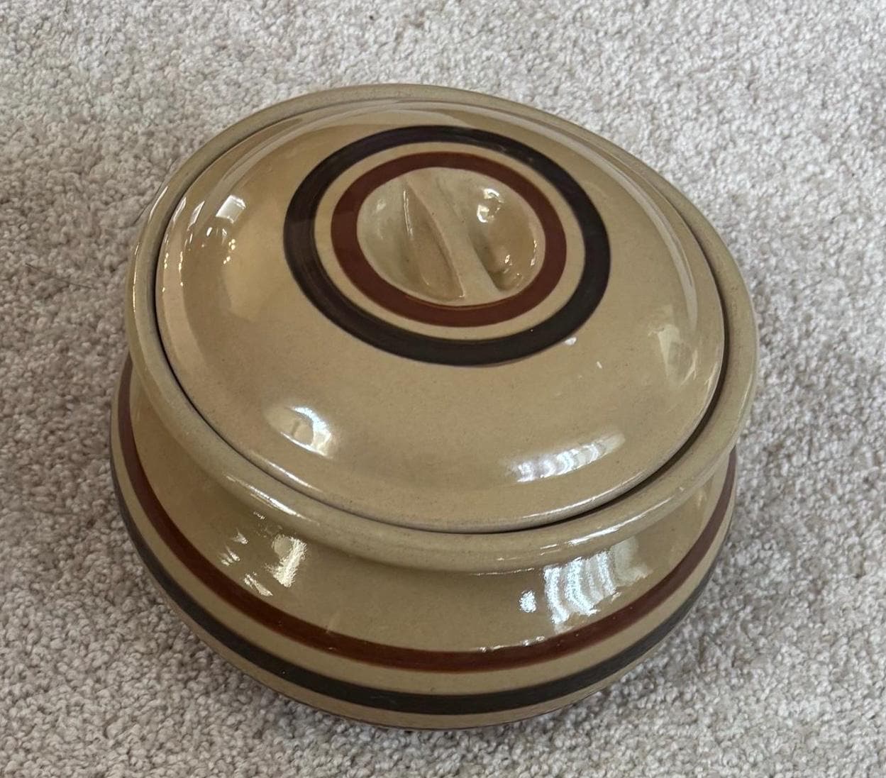 Vintage Lipton Soup Hamstone Pottery Round Crock Casserole Dish Lover Antiques and Vintage