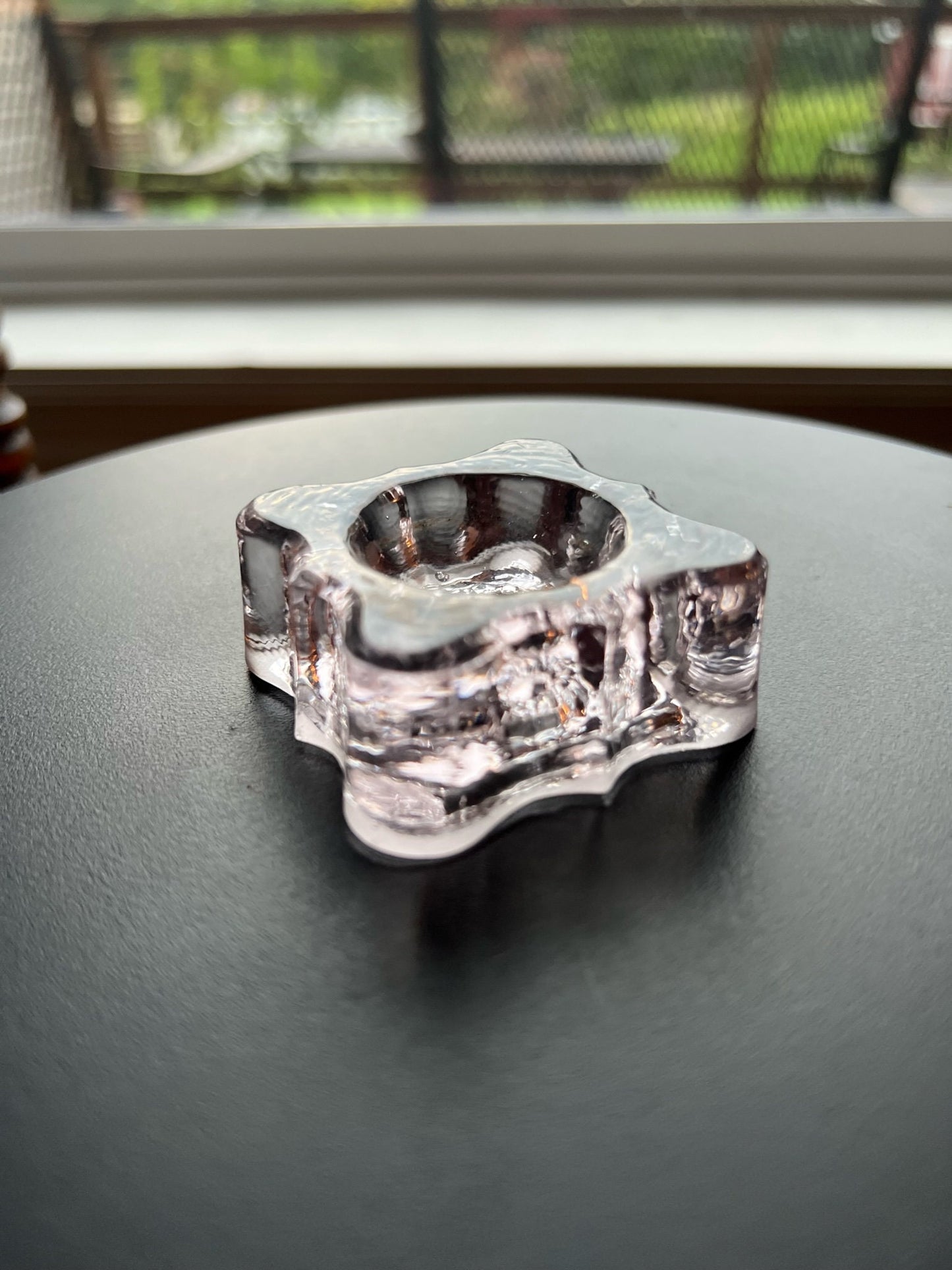 Vintage Pink Glass Salt Cellar: Hand Pressed Small Dish