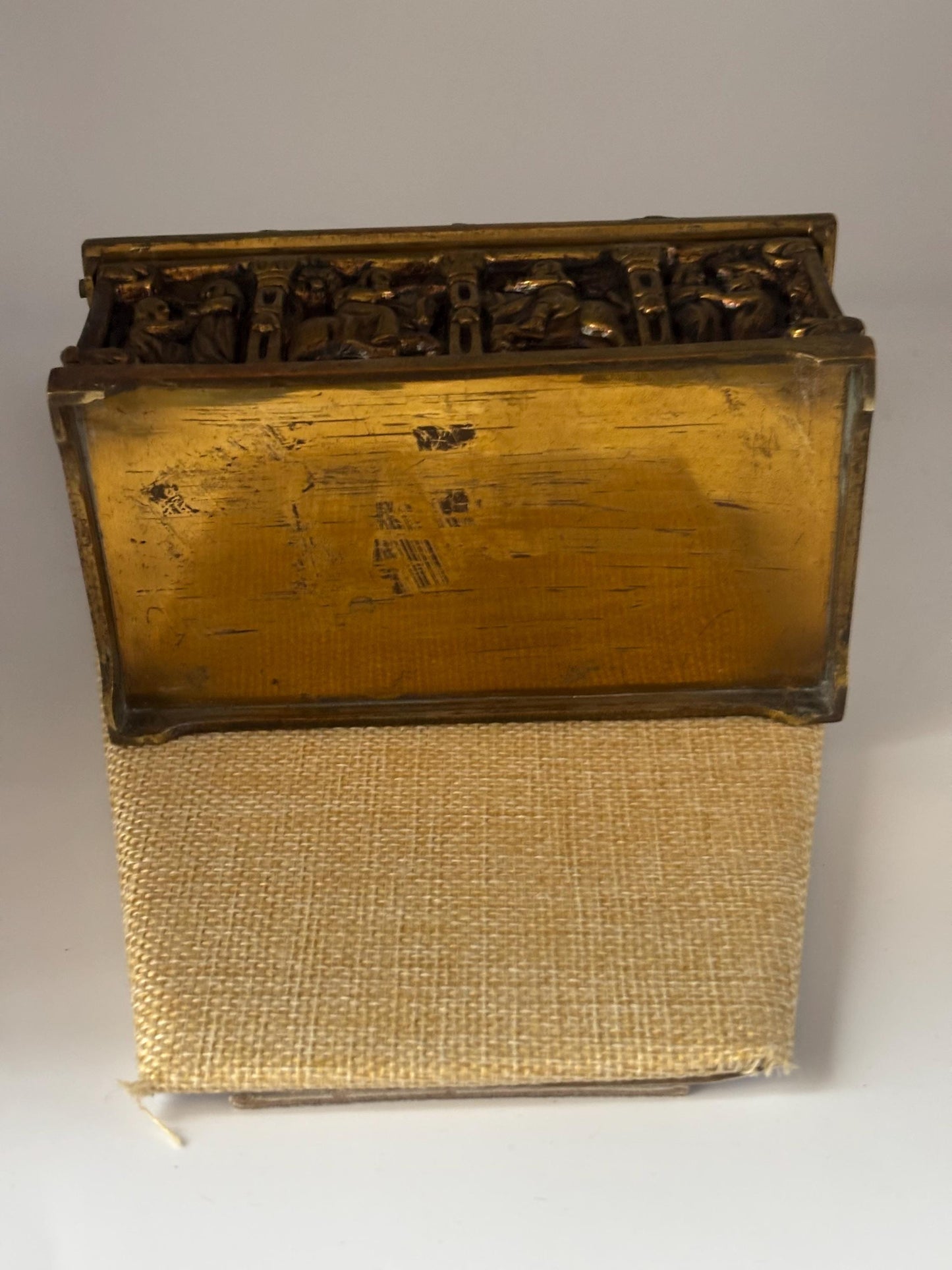 Antique Gothic Bronze Trinket Box Casket Jewelry Box Vintage Relic Collectible