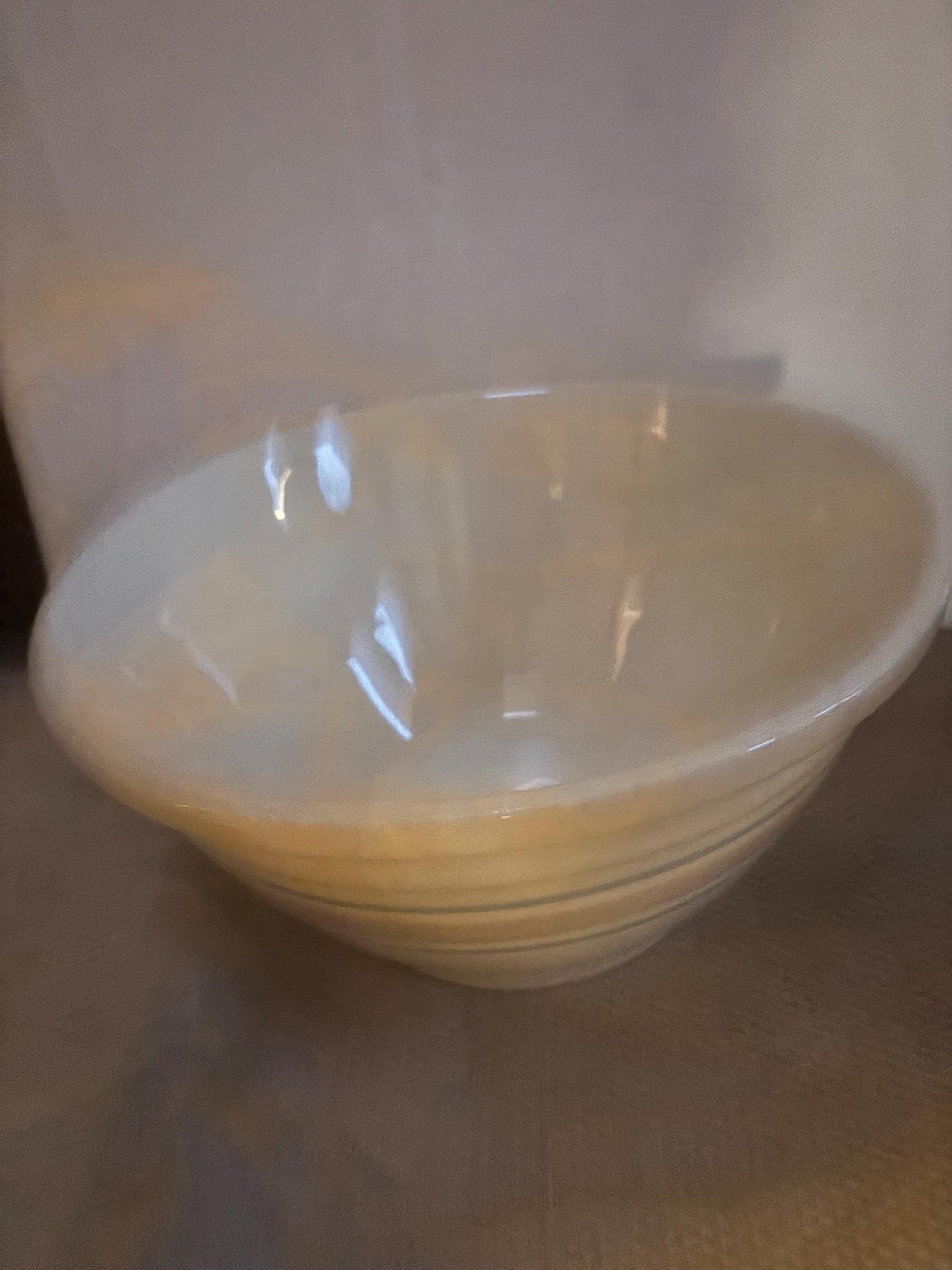 Vintage McCoy Ovenware #10 icing Bowl Pink Blue Tripe USA Stoneware Lover Antiques and Vintage