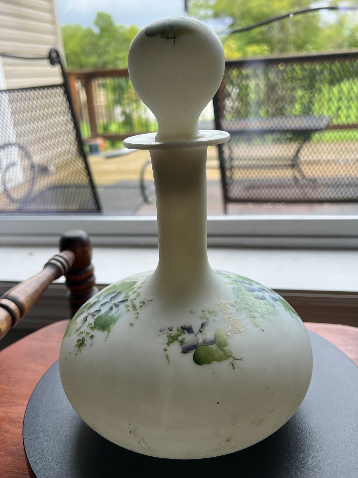 Antique Mount Washington Satin Glass Perfume Bottle: Hand Blown Boudoir Decor