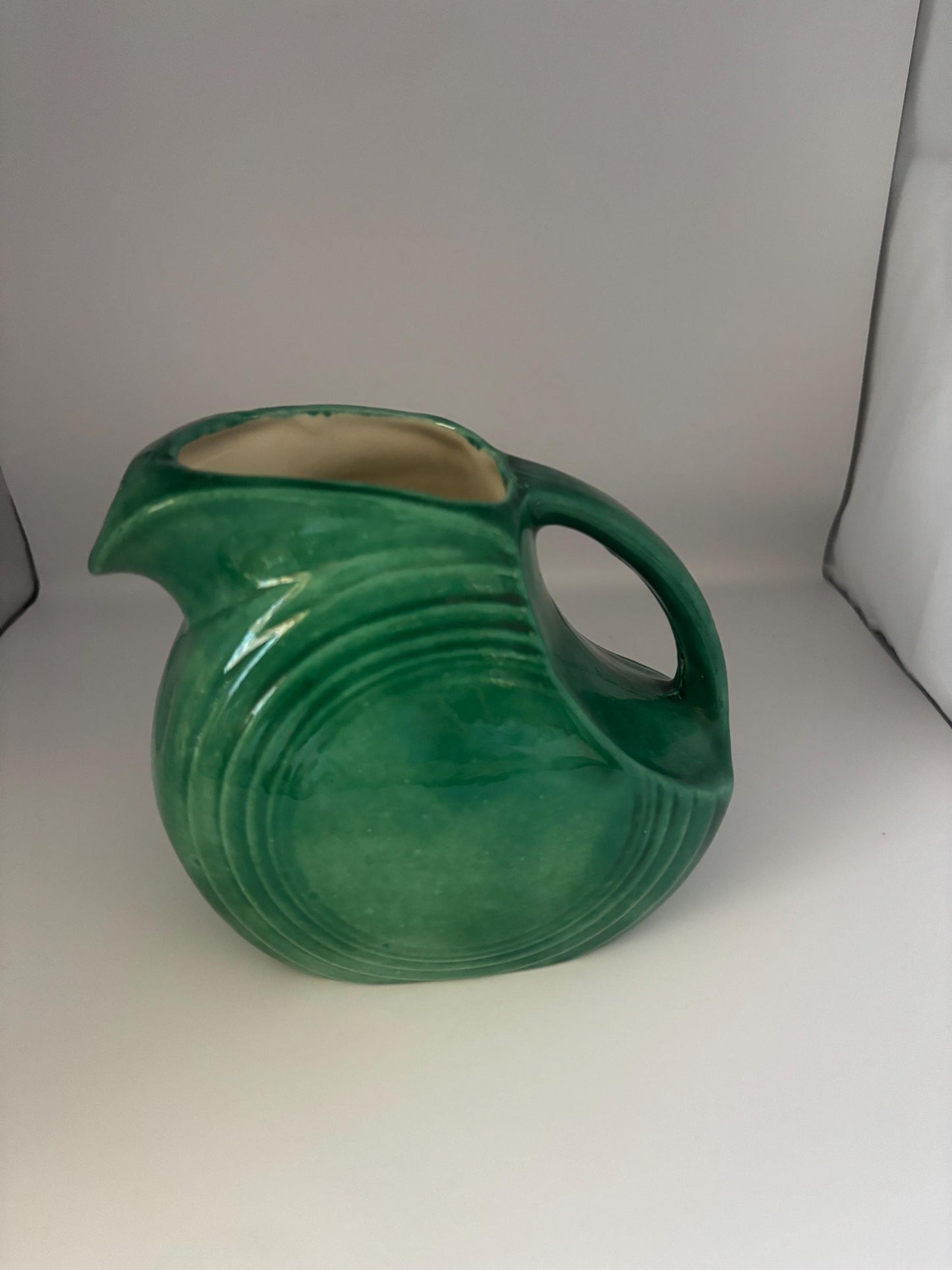 Fiesta Disk Pitcher, Fiestaware Forest Green Homer Laughlin, Lover Antiques and Vintage