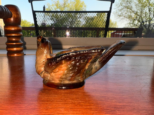 Vintage Boyd Glass Rooster Salt Cellar: Brown Slag Art Glass