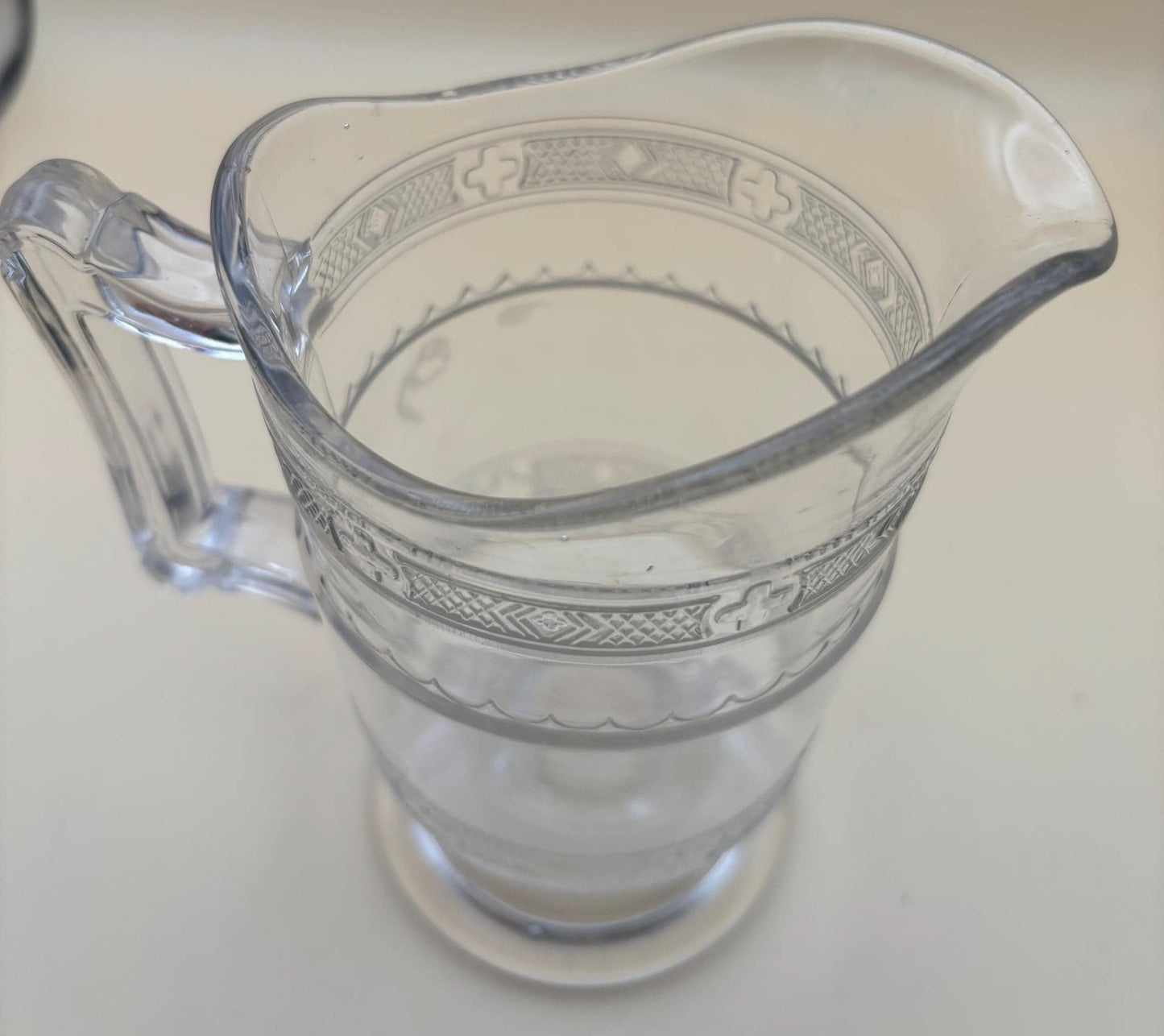 Antique Heisey Glass Creamer or Small Pitcher Creamer Cross Bands Lover Antiques and Vintage