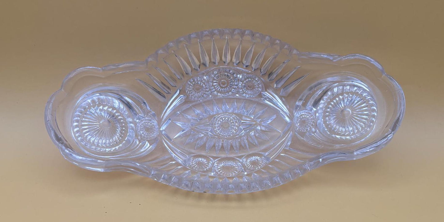 Antique American Brilliant Crystal Cut Wide Nut or Candy Dish Serving Tray Lover Antiques and Vintage